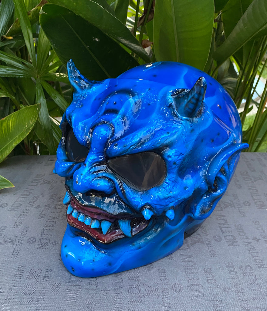 Beast X-Men Blue Monster Horn Satan Custom Demon DOT Helmet Devil 3D