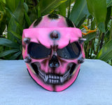 Ladies Motorcycle Skull Helmet Girl Helmet Skull Design with pink Flames