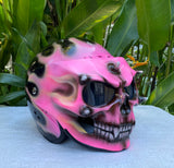 Ladies Motorcycle Skull Helmet Girl Helmet Skull Design with pink Flames