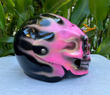 Ladies Motorcycle Skull Helmet Girl Helmet Skull Design with pink Flames