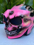 Ladies Motorcycle Skull Helmet Girl Helmet Skull Design with pink Flames