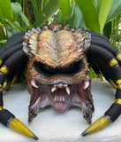 Golden Brown custom predator motorcycle helmet with Dreads and Fangs